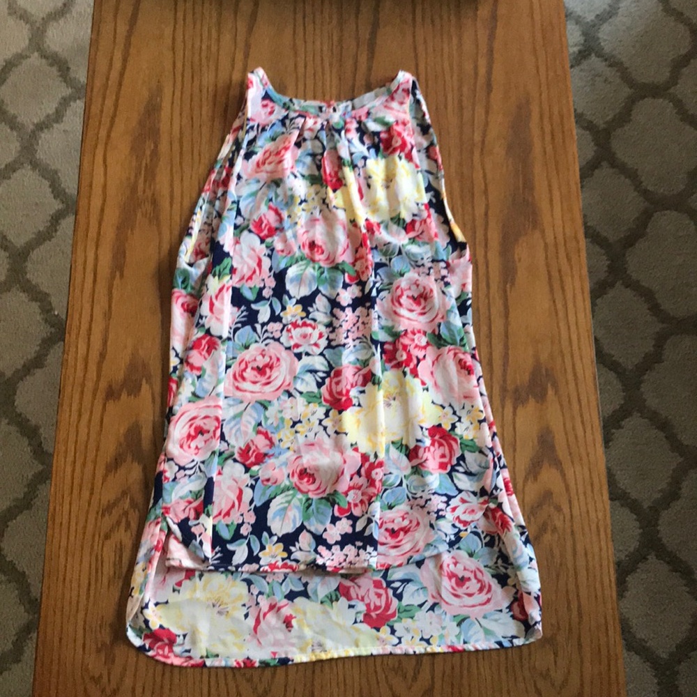 Floral High Neck High/Low Top